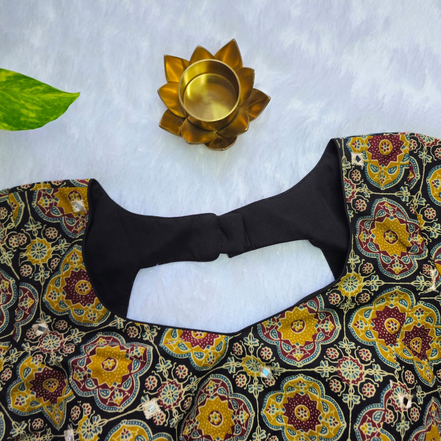 Black Multicolor Cotton Kalamkari Blouse