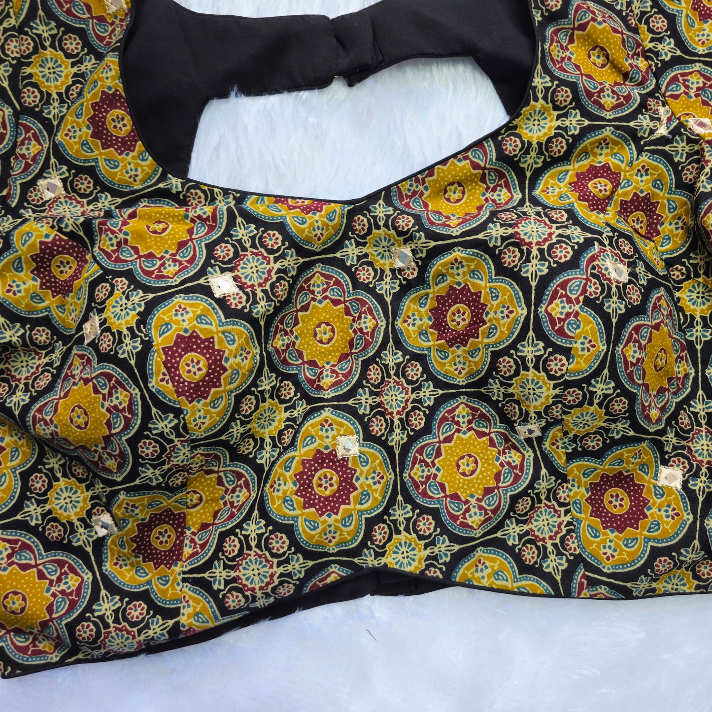 Black Multicolor Cotton Kalamkari Blouse