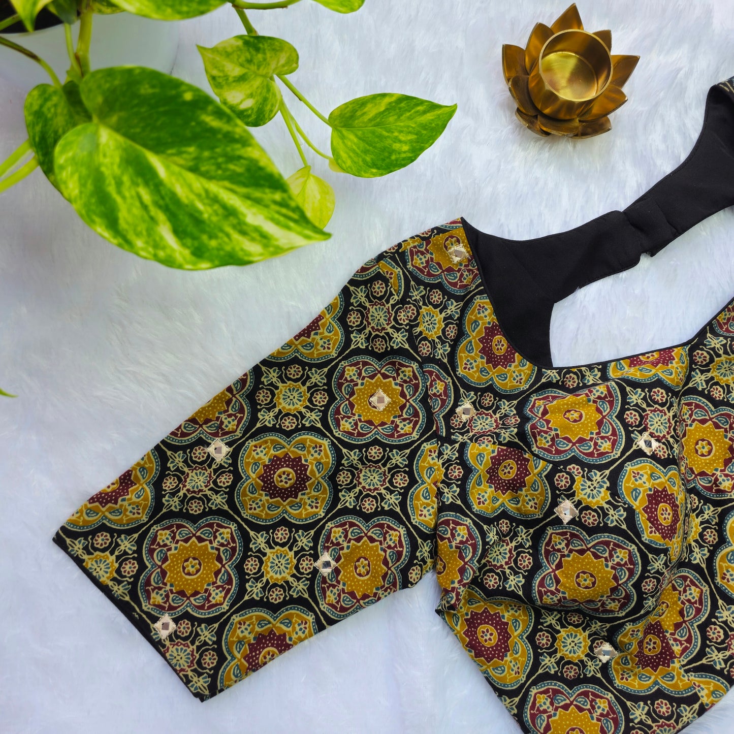 Black Multicolor Cotton Kalamkari Blouse