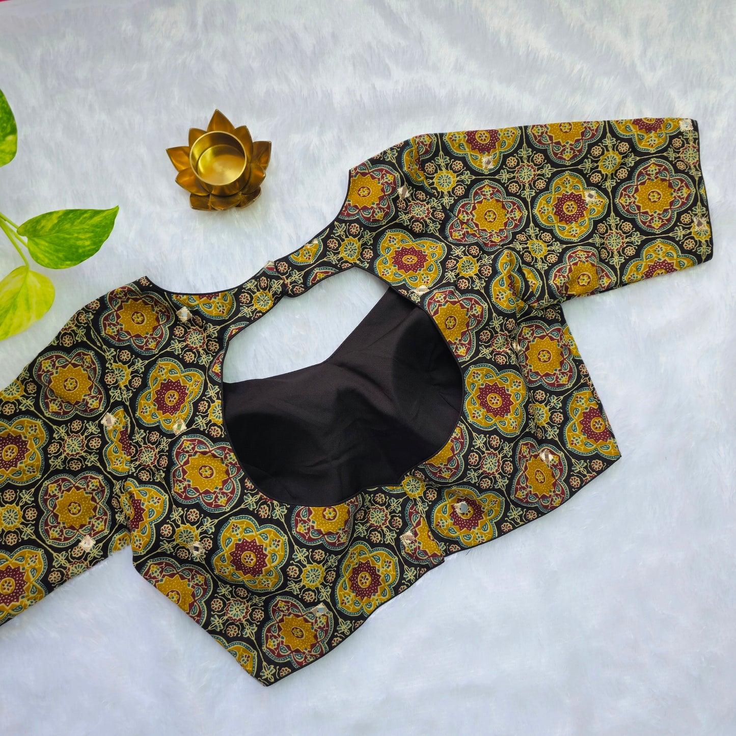 Black Multicolor Cotton Kalamkari Blouse