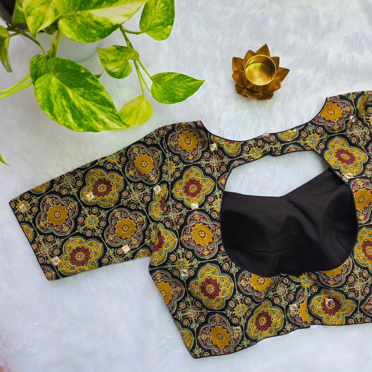 Black Multicolor Cotton Kalamkari Blouse