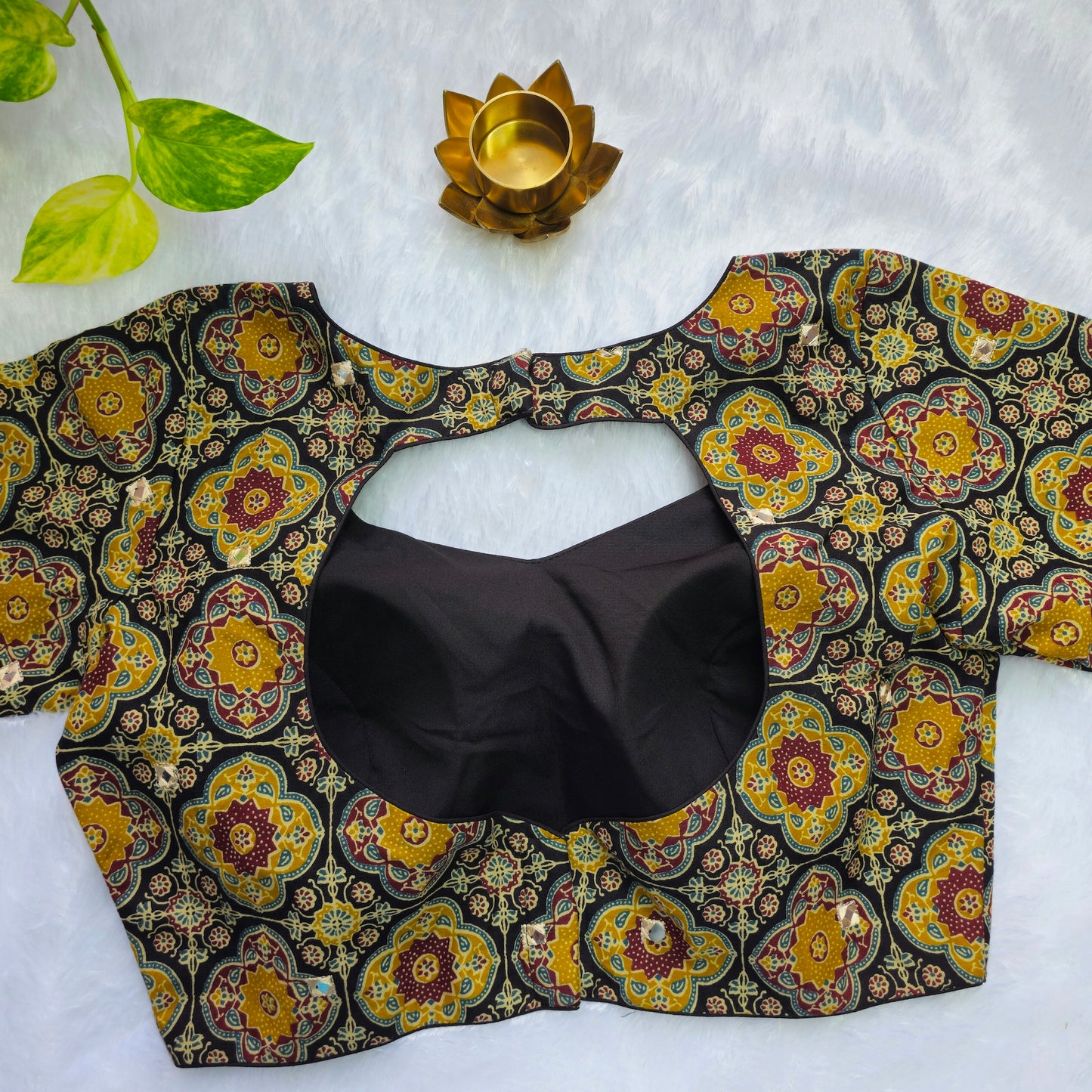 Black Multicolor Cotton Kalamkari Blouse