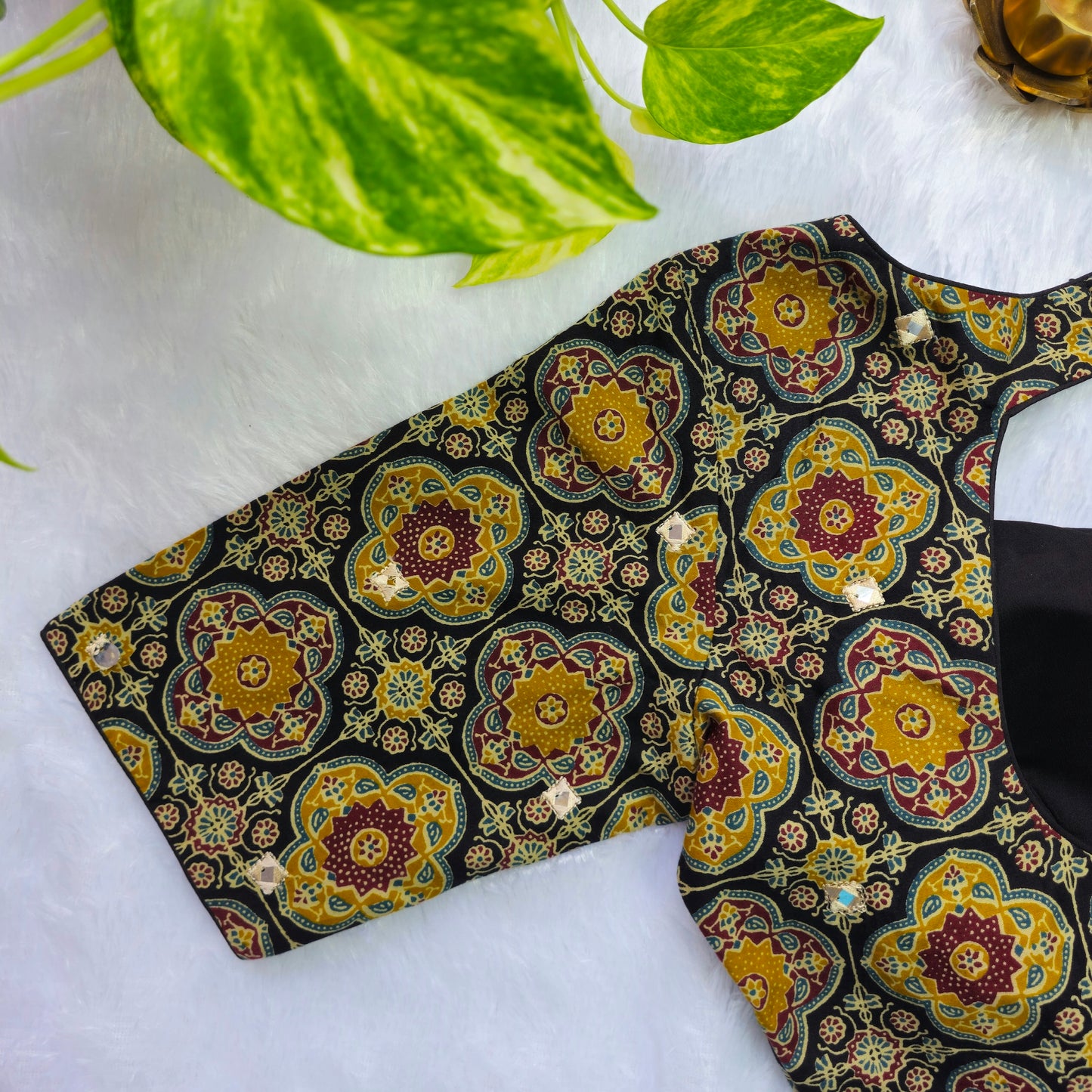 Black Multicolor Cotton Kalamkari Blouse