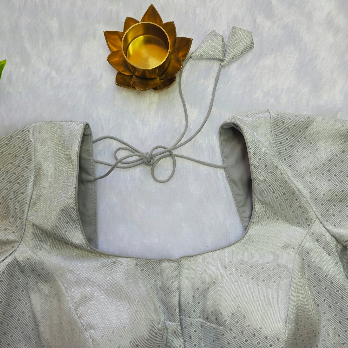 White with Silver Brocade Blouse