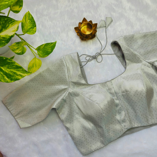 White with Silver Brocade Blouse