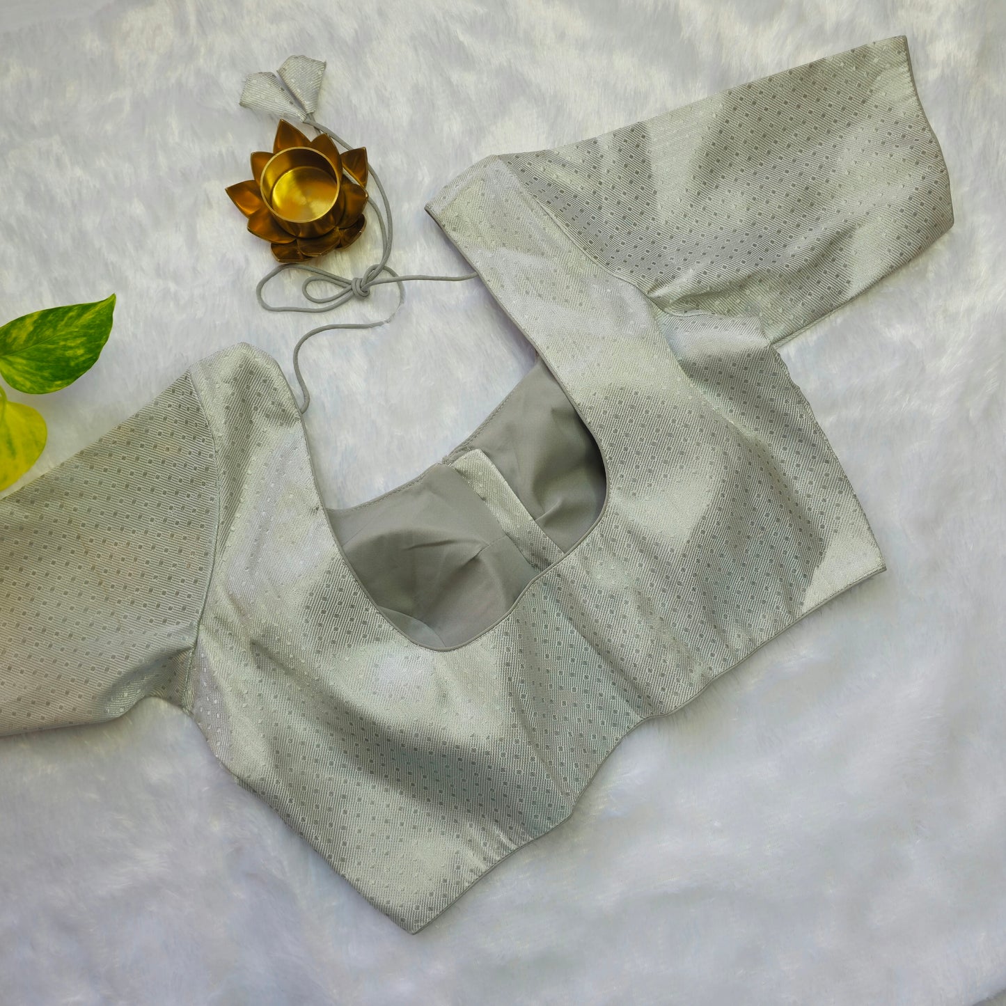 White with Silver Brocade Blouse