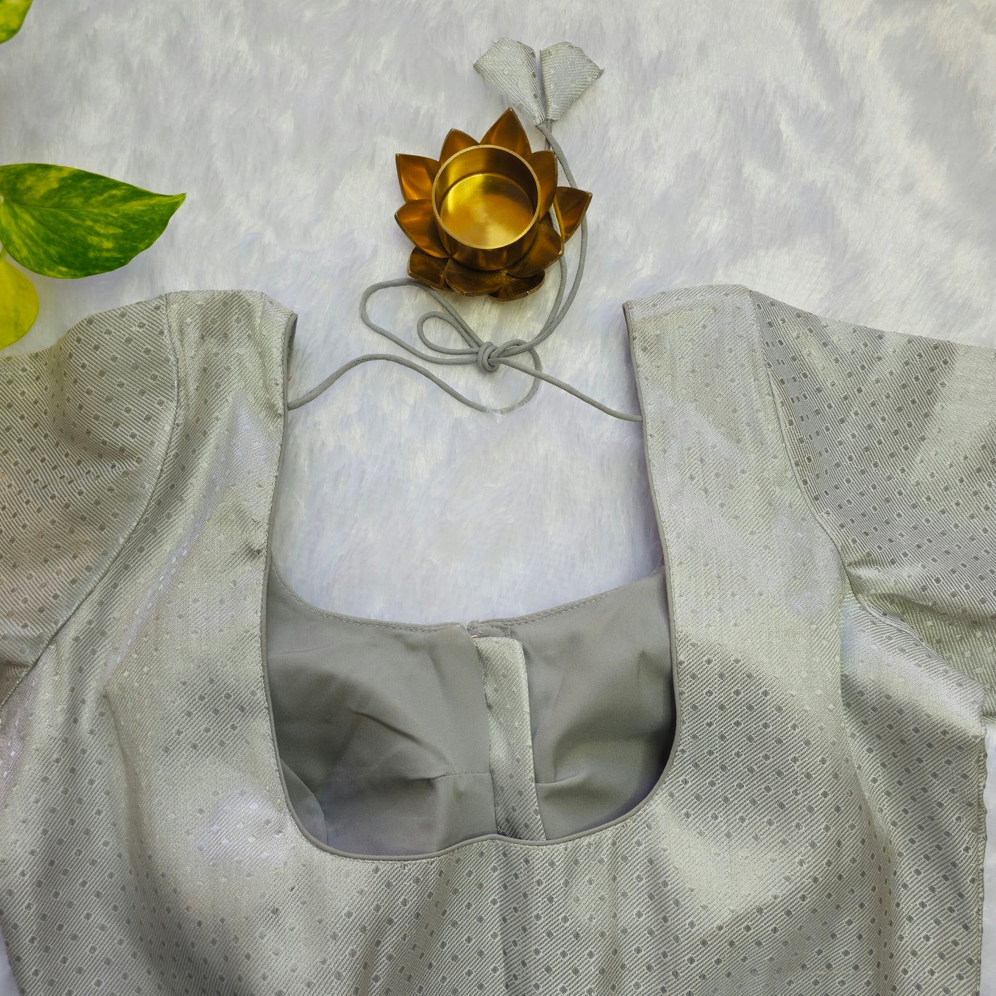 White with Silver Brocade Blouse