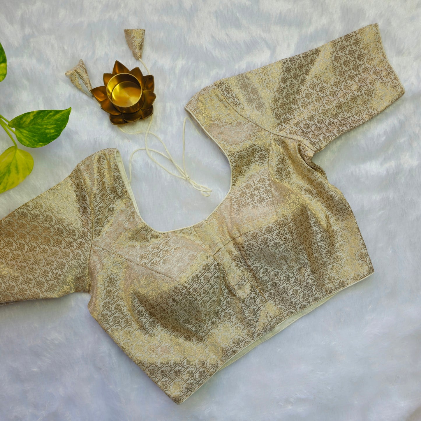 White with Gold Brocade Blouse