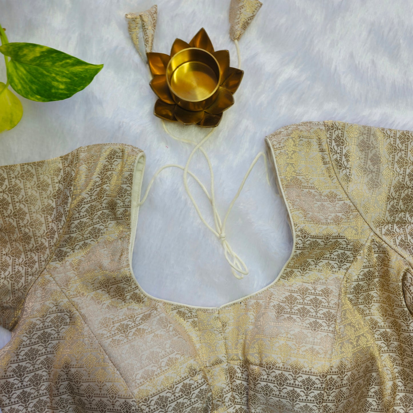 White with Gold Brocade Blouse