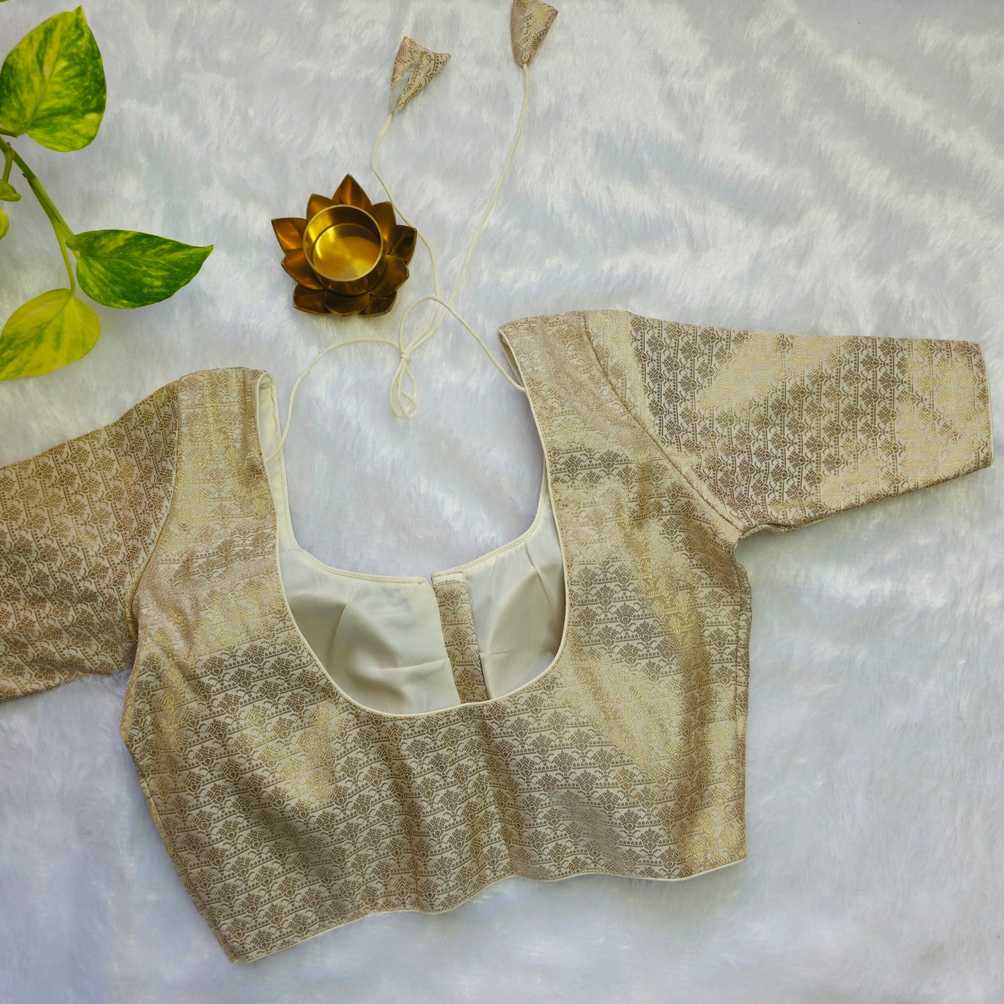 White with Gold Brocade Blouse