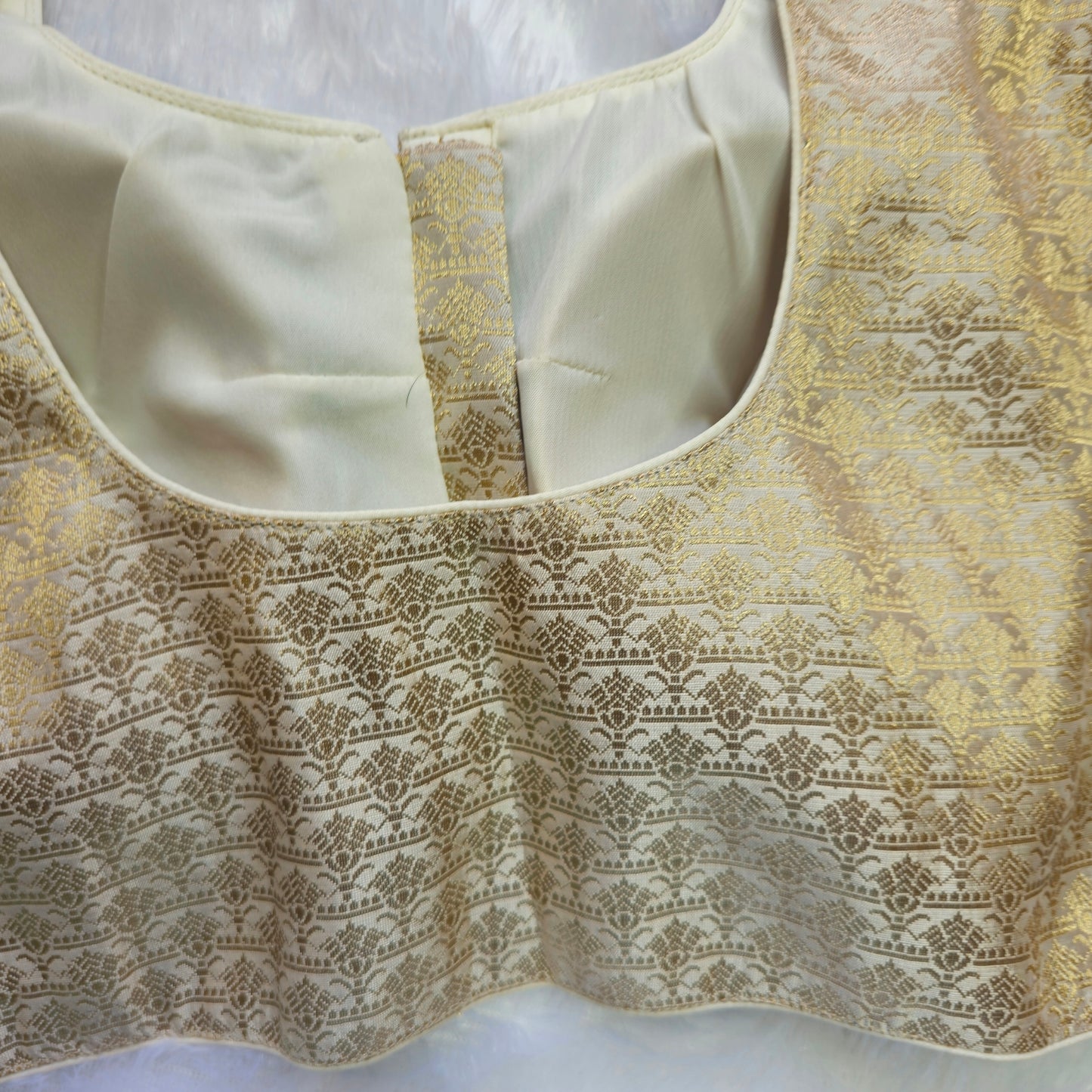 White with Gold Brocade Blouse