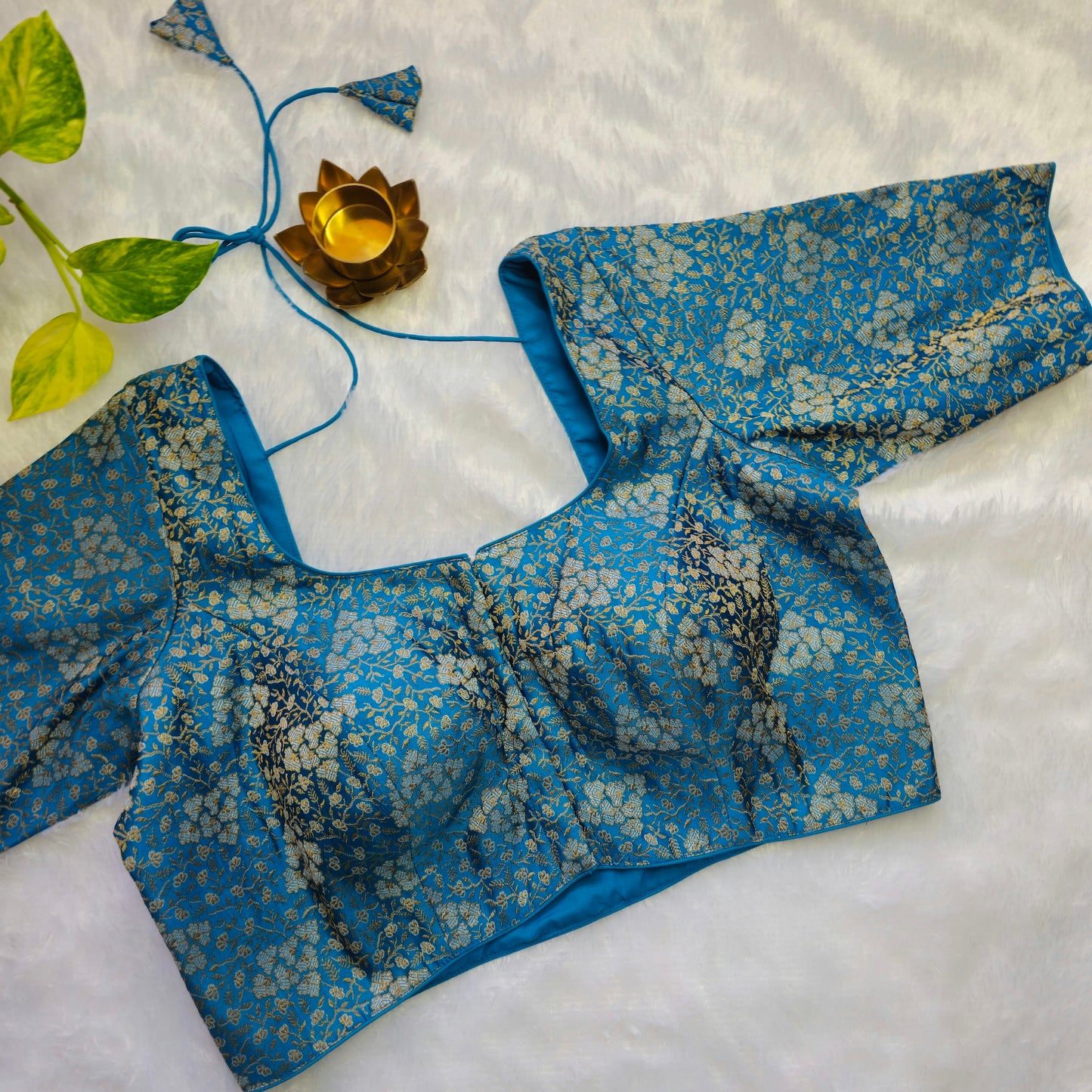 Blue with Silver Zari Brocade Blouse