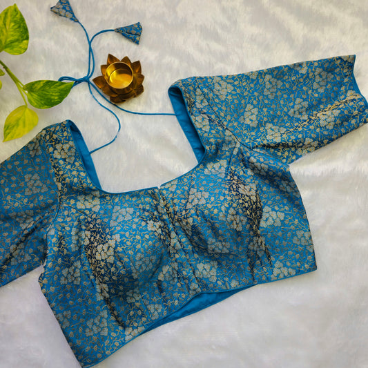 Blue with Silver Zari Brocade Blouse