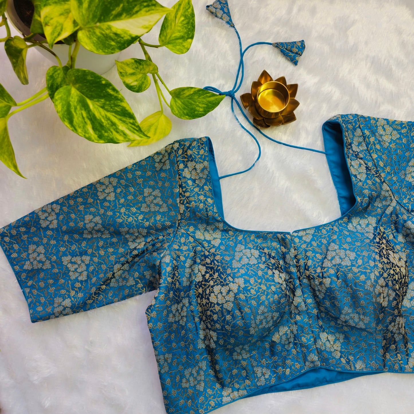 Blue with Silver Zari Brocade Blouse