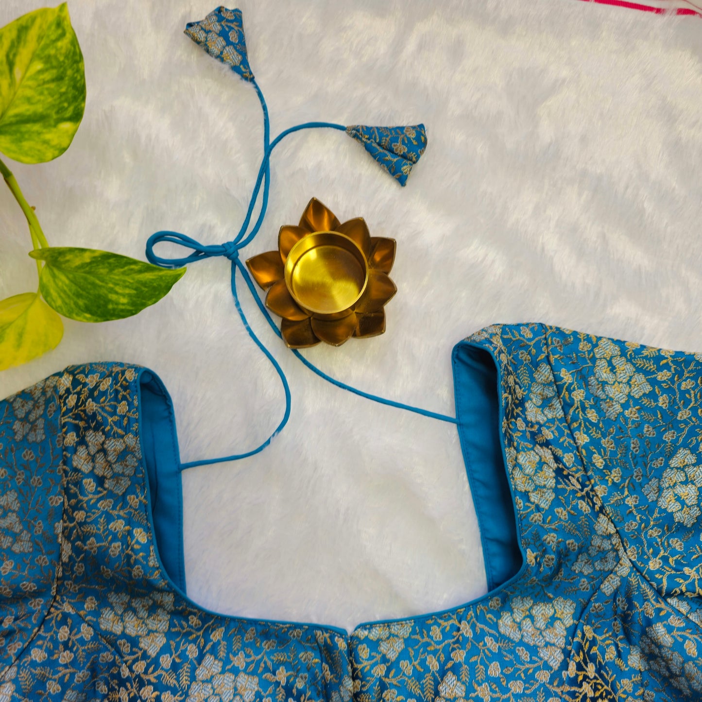 Blue with Silver Zari Brocade Blouse