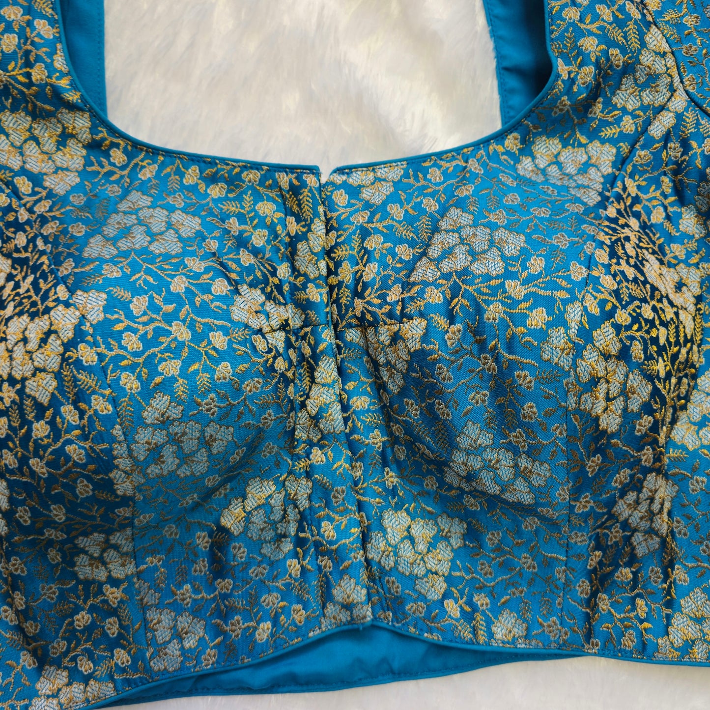 Blue with Silver Zari Brocade Blouse