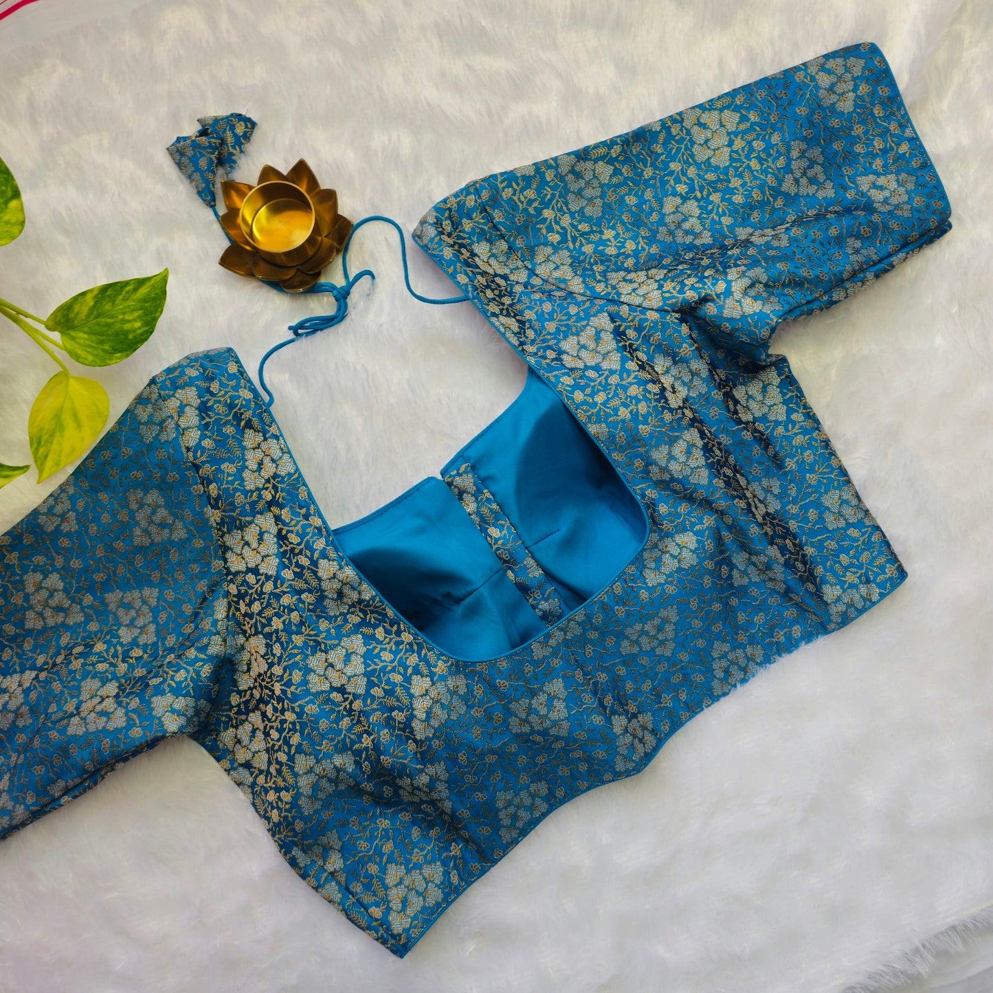 Blue with Silver Zari Brocade Blouse