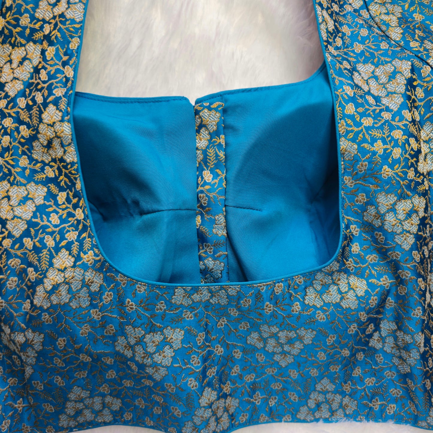 Blue with Silver Zari Brocade Blouse