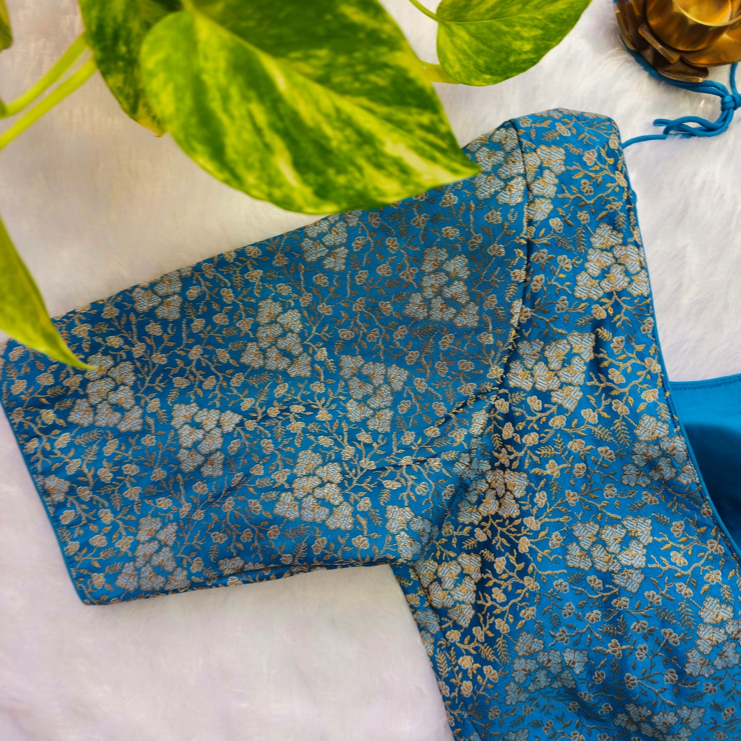 Blue with Silver Zari Brocade Blouse