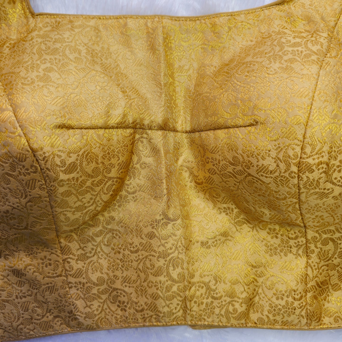Beige Brocade Sleeveless Blouse