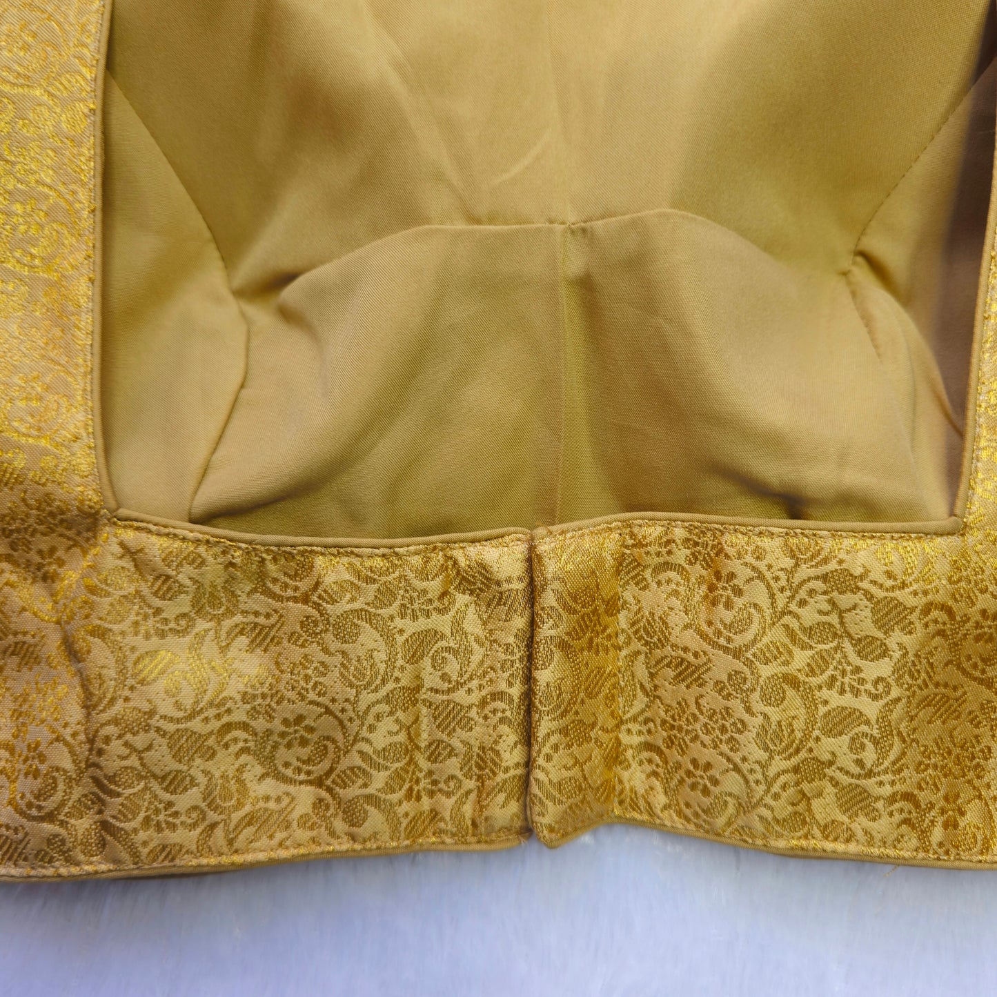 Beige Brocade Sleeveless Blouse