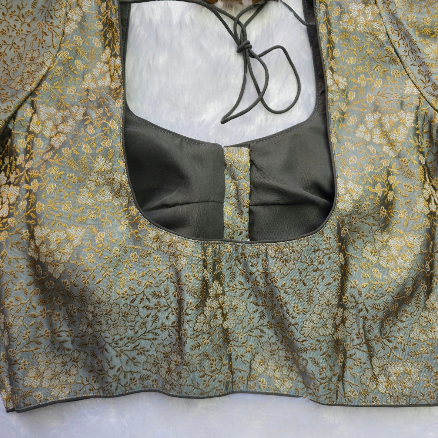 Grey with Gold Brocade Blouse