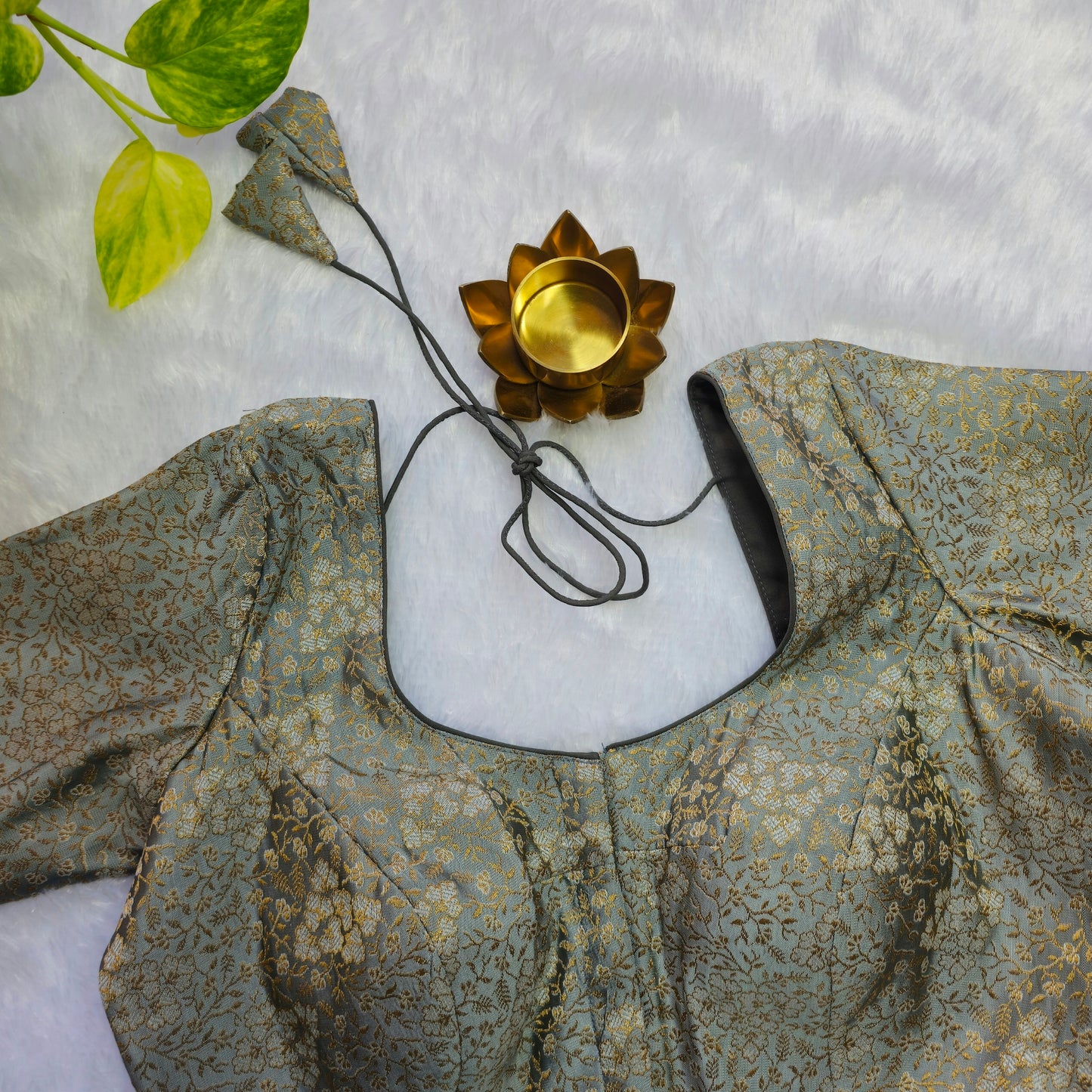 Grey with Gold Brocade Blouse