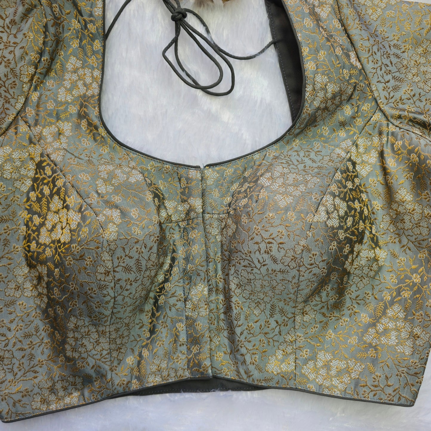 Grey with Gold Brocade Blouse