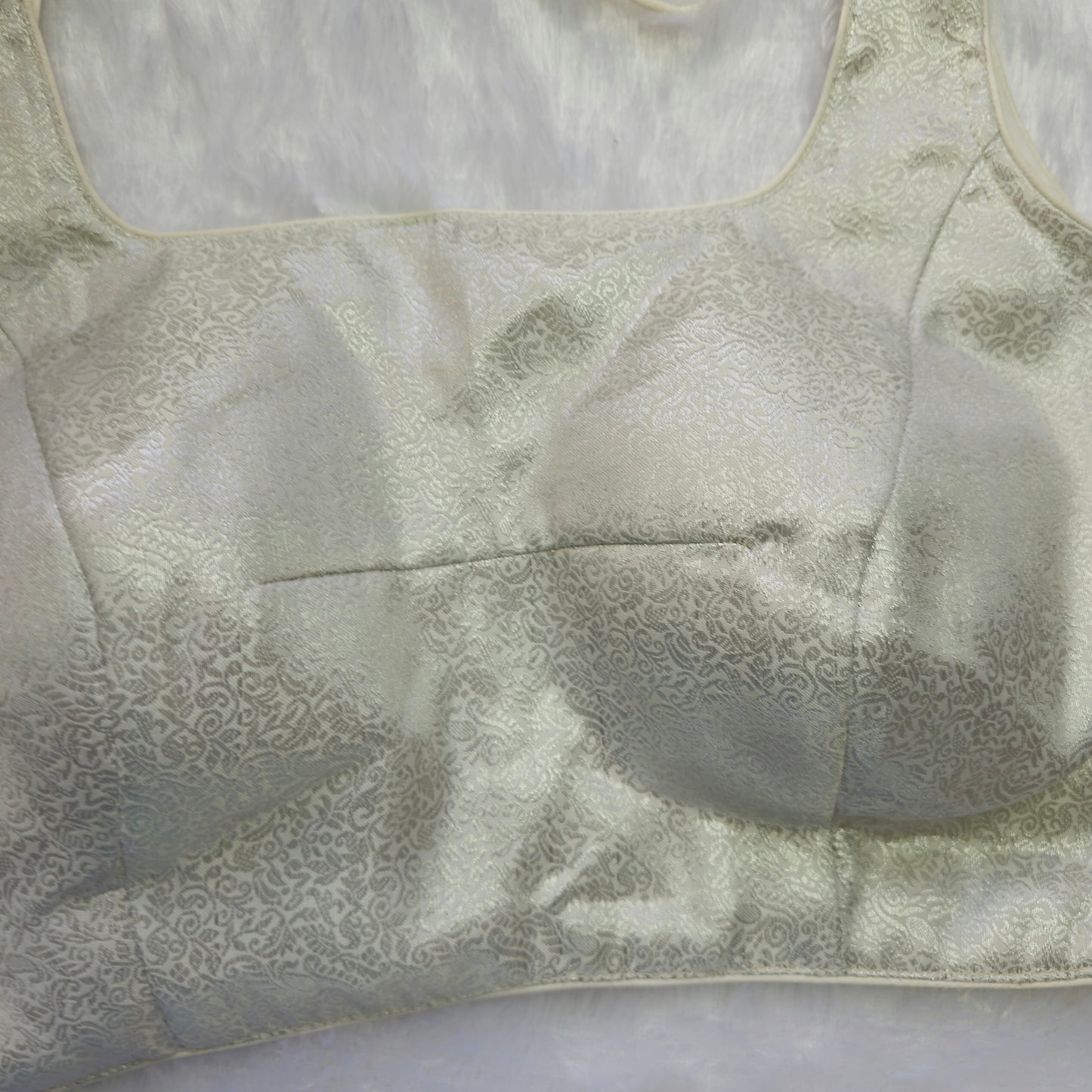 White Brocade Sleeveless Blouse