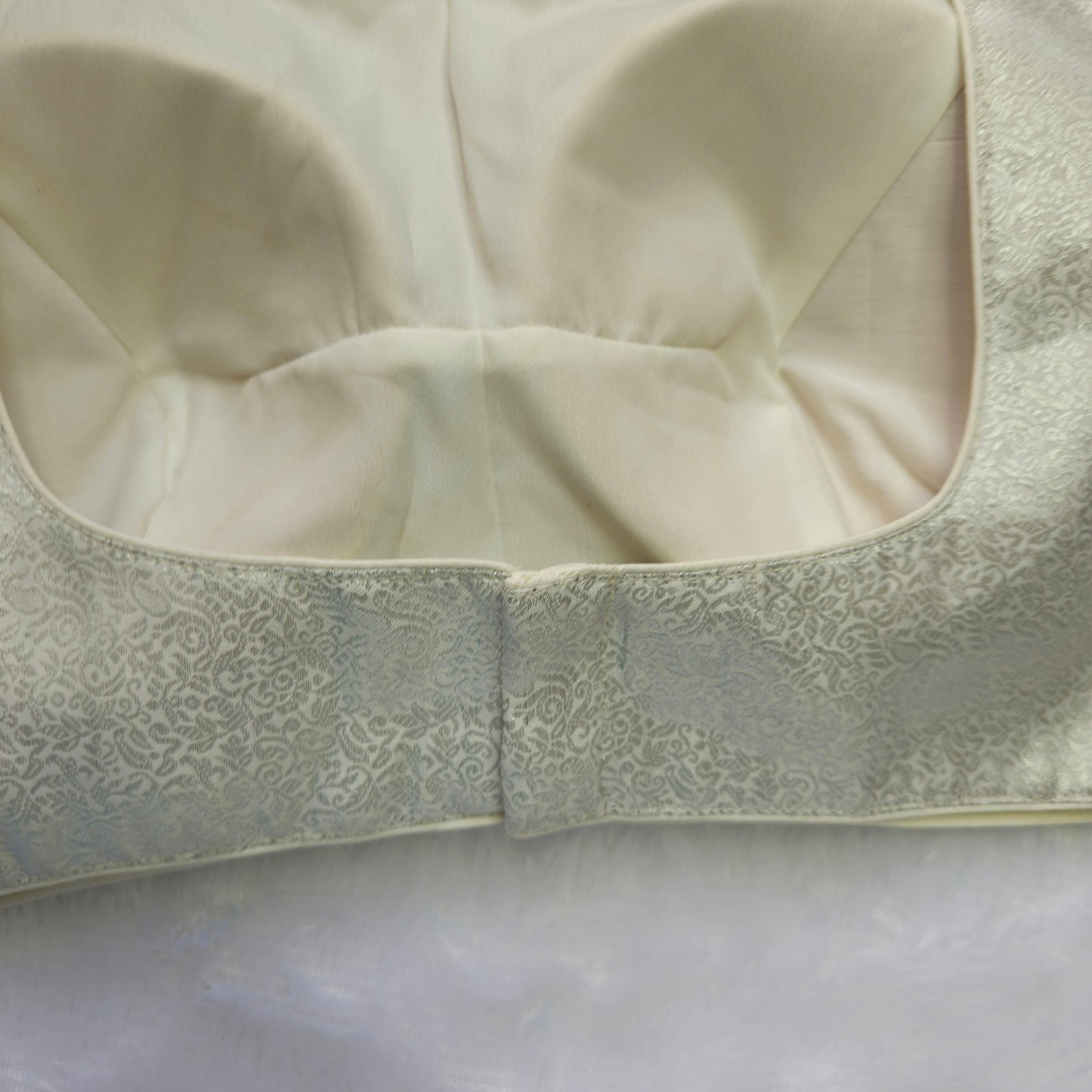 White Brocade Sleeveless Blouse