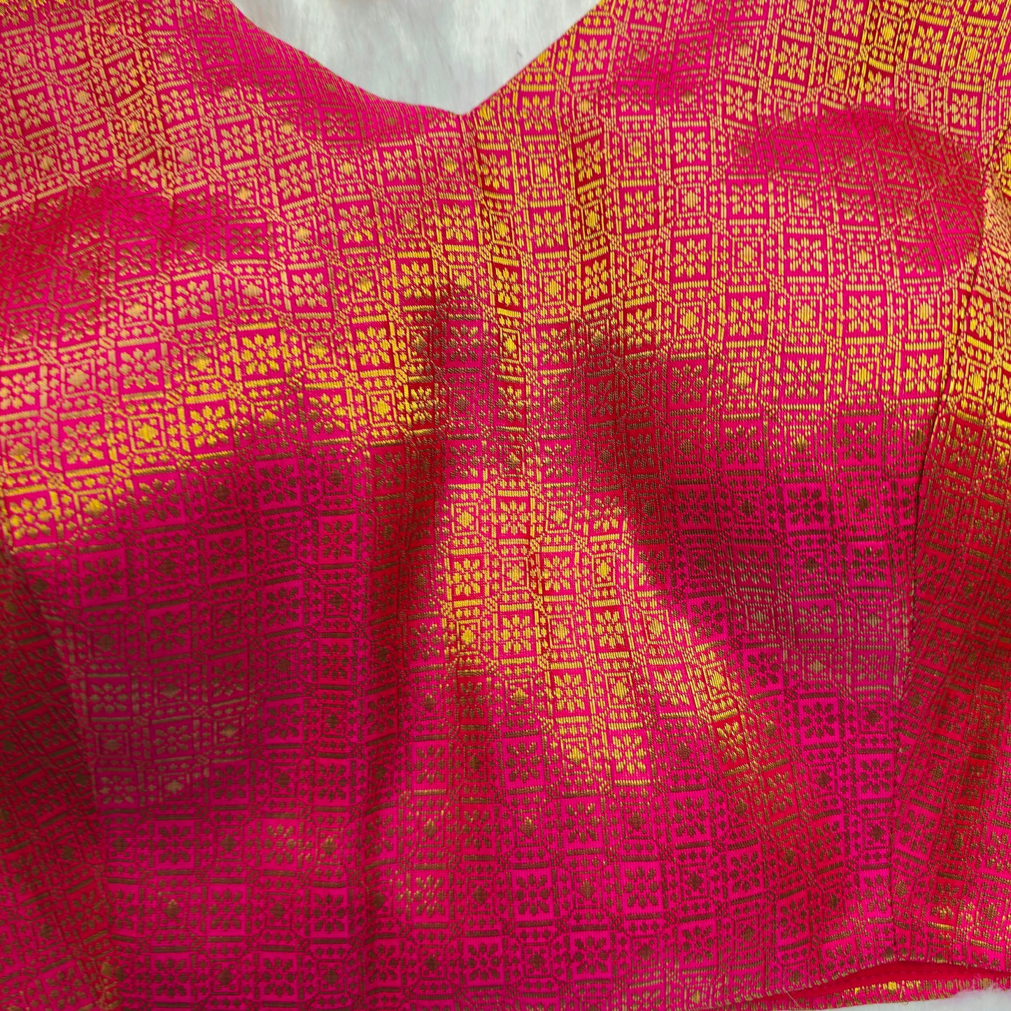 Pink With Gold Zari Brocade Sleeveless Blouse