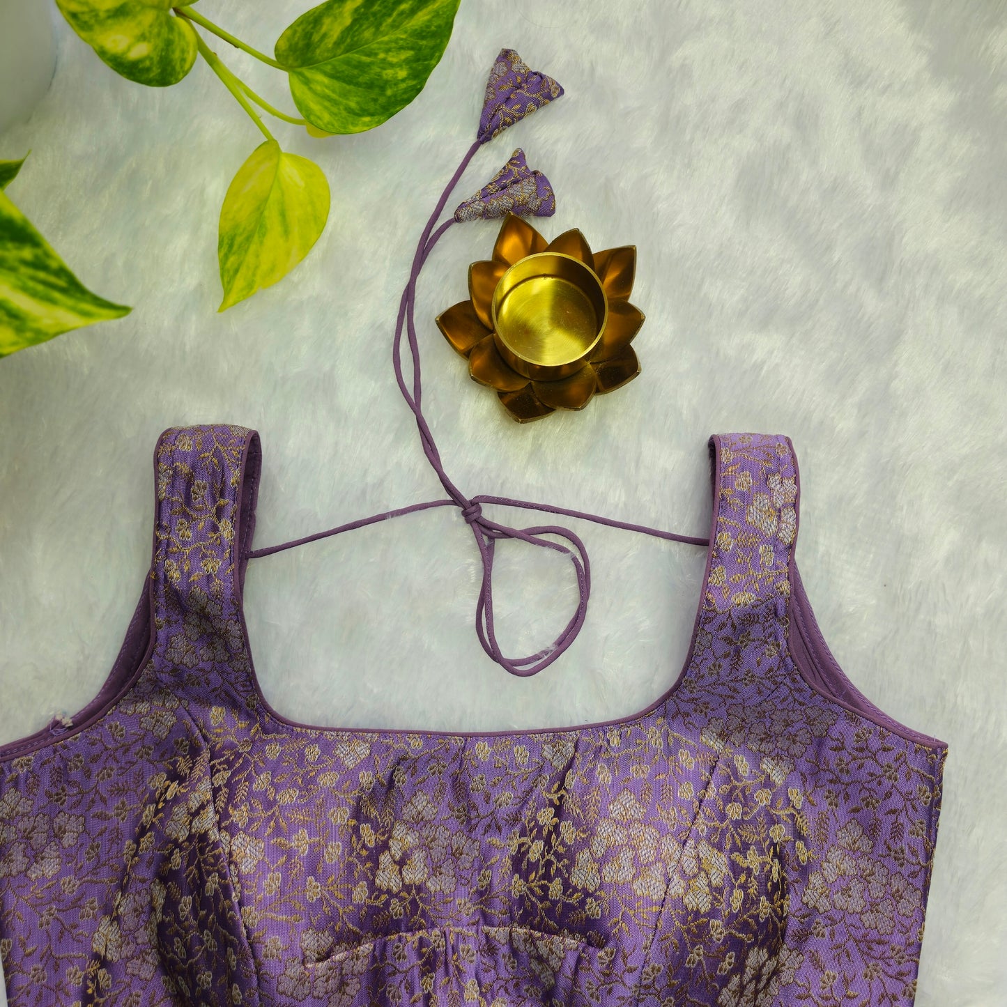 Lilac Brocade Sleeveless Blouse