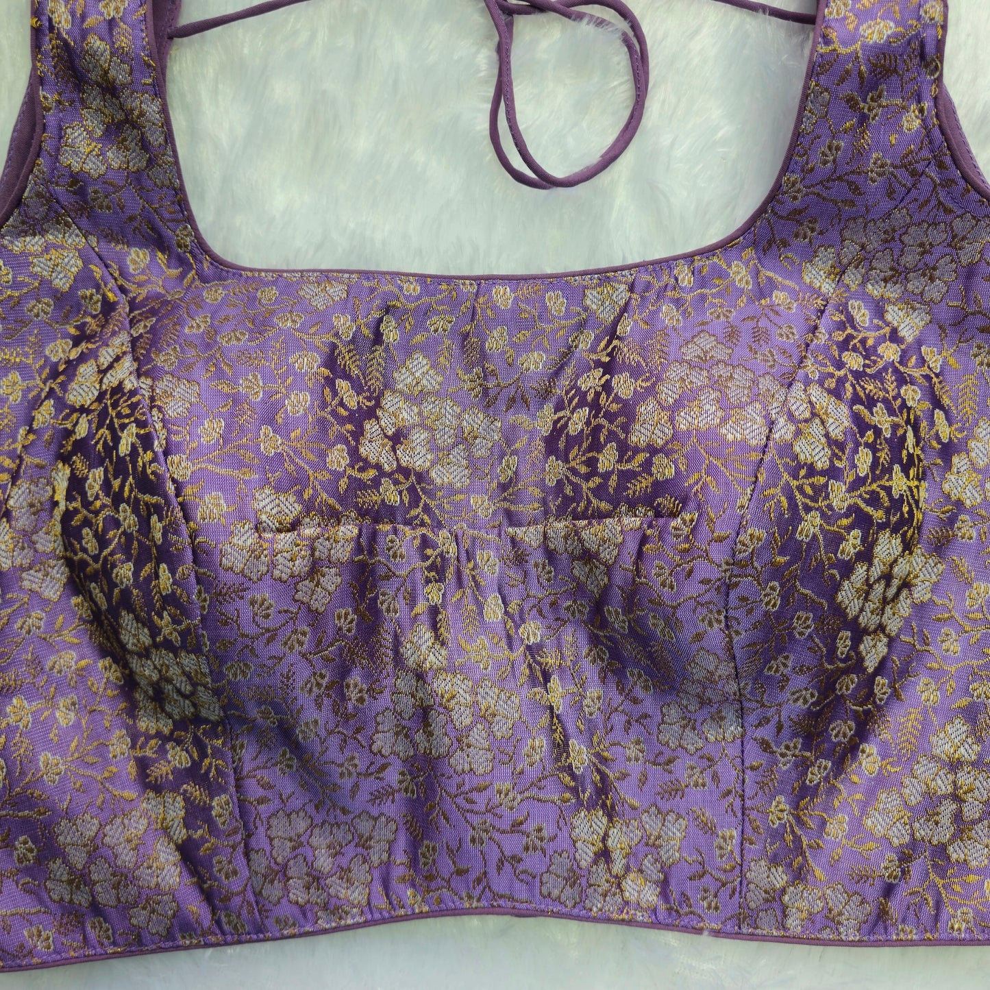 Lilac Brocade Sleeveless Blouse