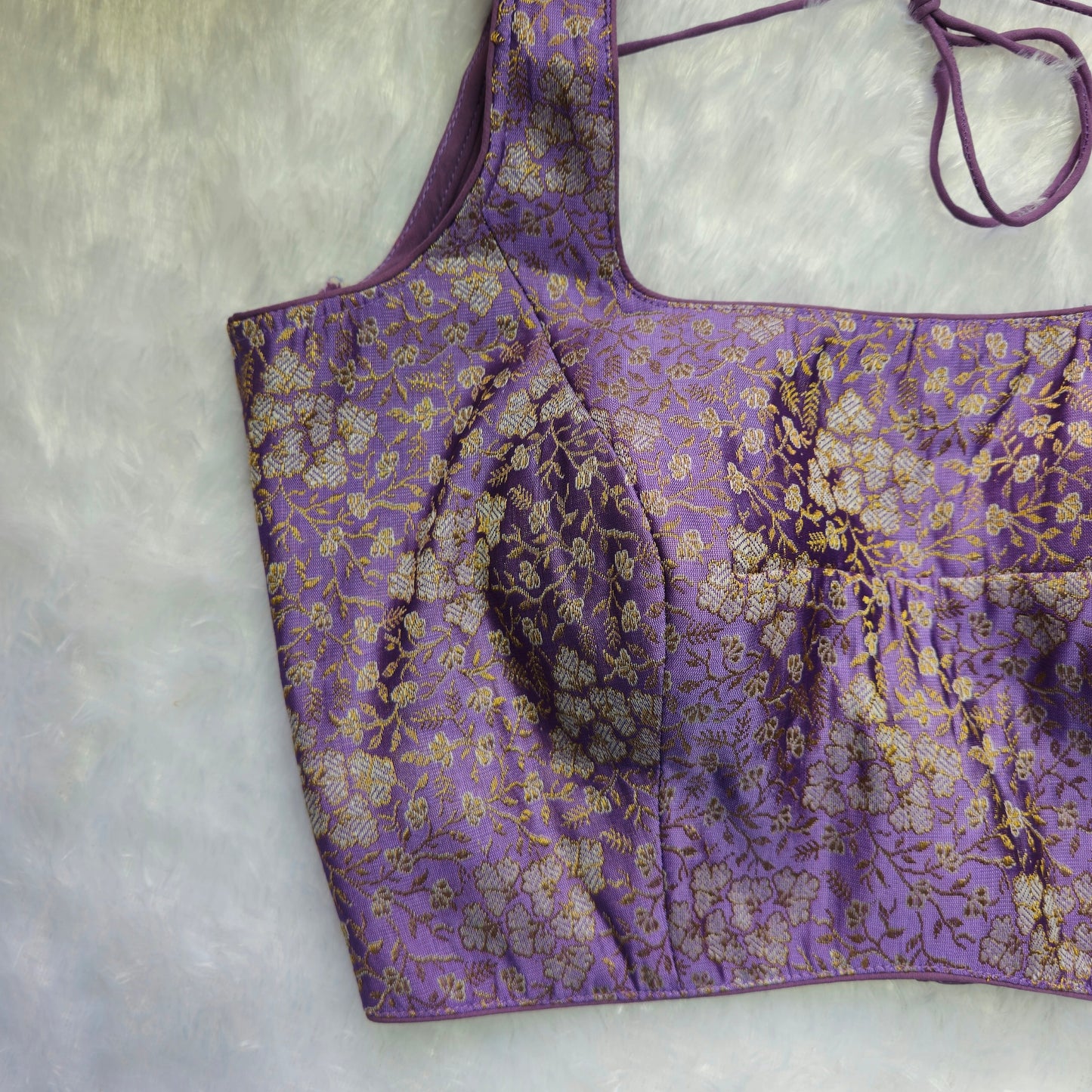 Lilac Brocade Sleeveless Blouse