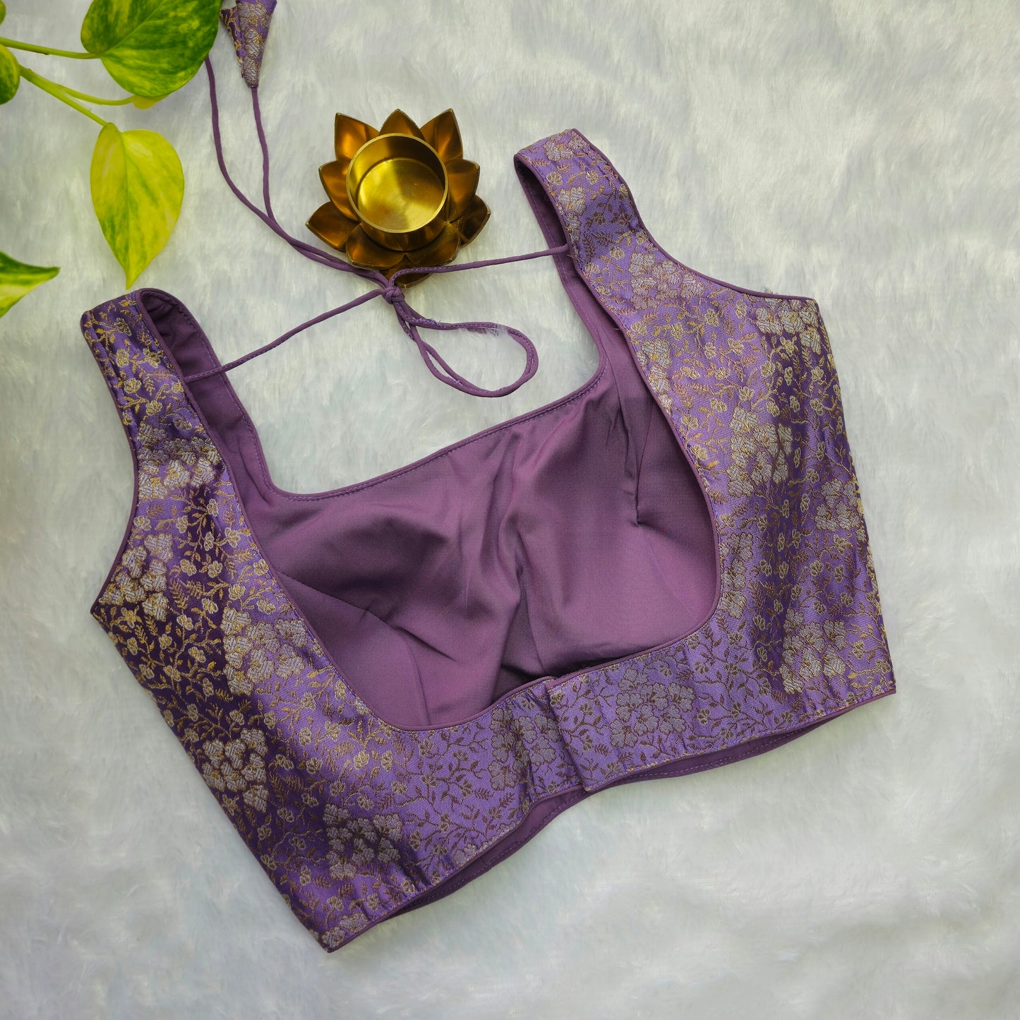 Lilac Brocade Sleeveless Blouse