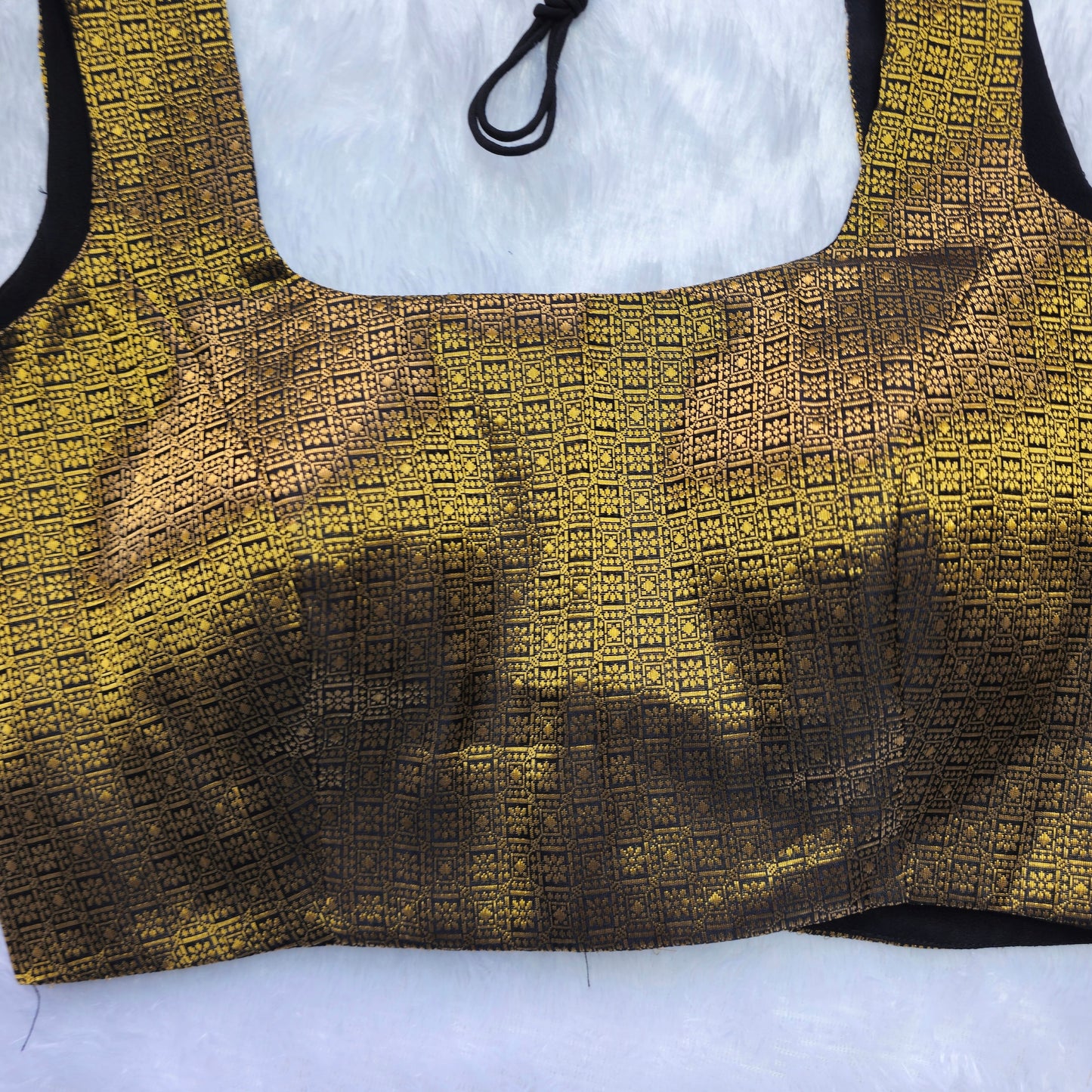 Black With Gold Zari Brocade Sleeveless Blouse