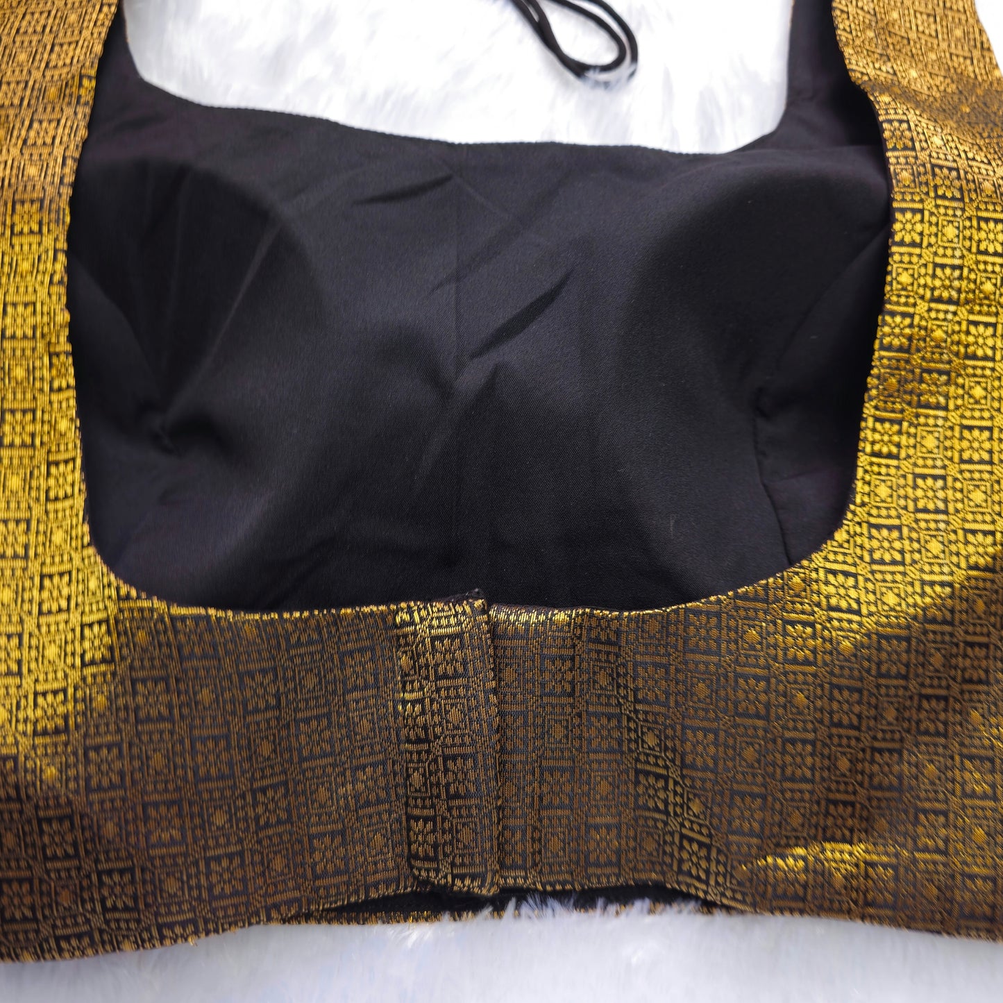 Black With Gold Zari Brocade Sleeveless Blouse