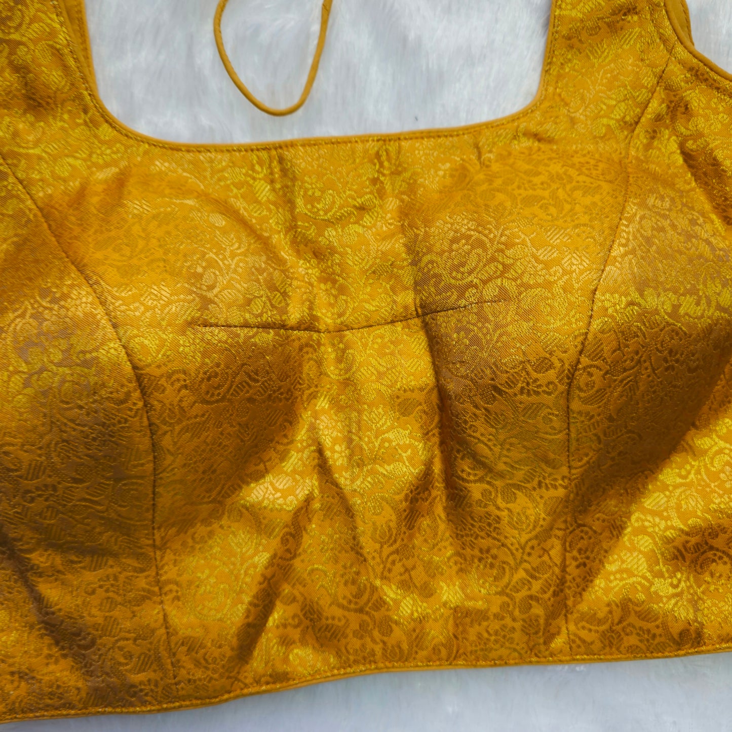Brownish Gold Brocade Sleeveless Blouse