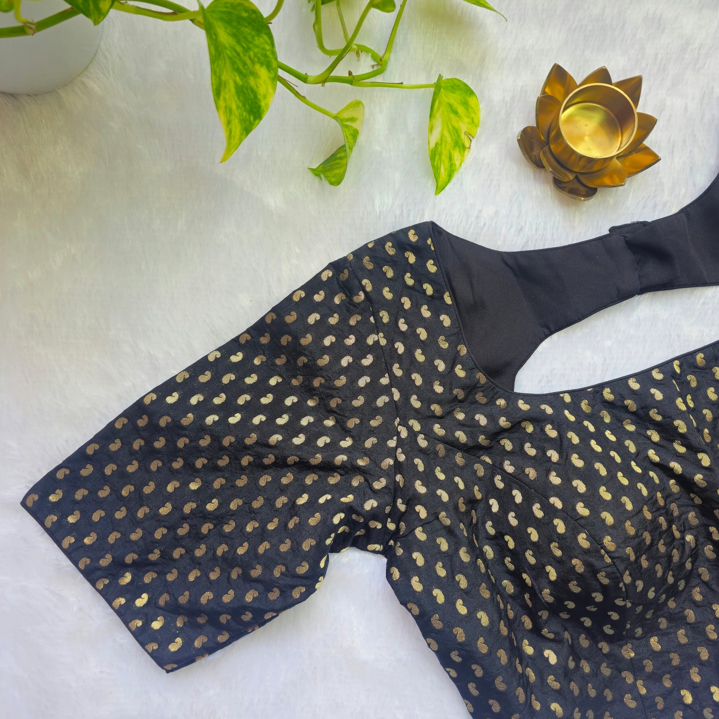 Black Mango Butta Brocade Blouse