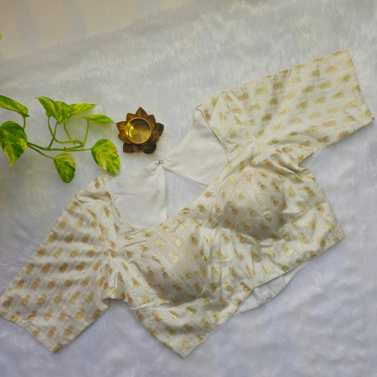White Jhumka Butta Brocade Blouse
