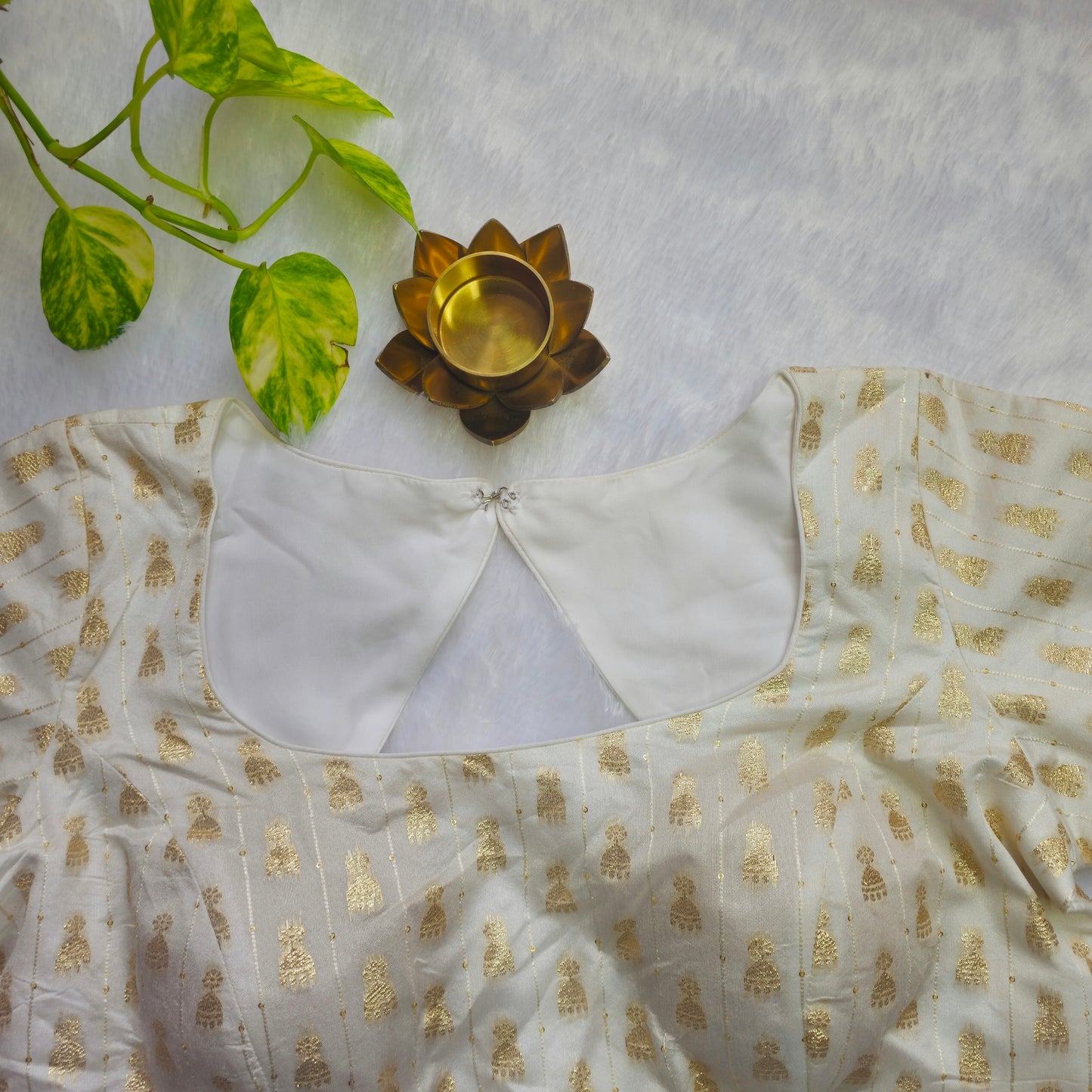 White Jhumka Butta Brocade Blouse