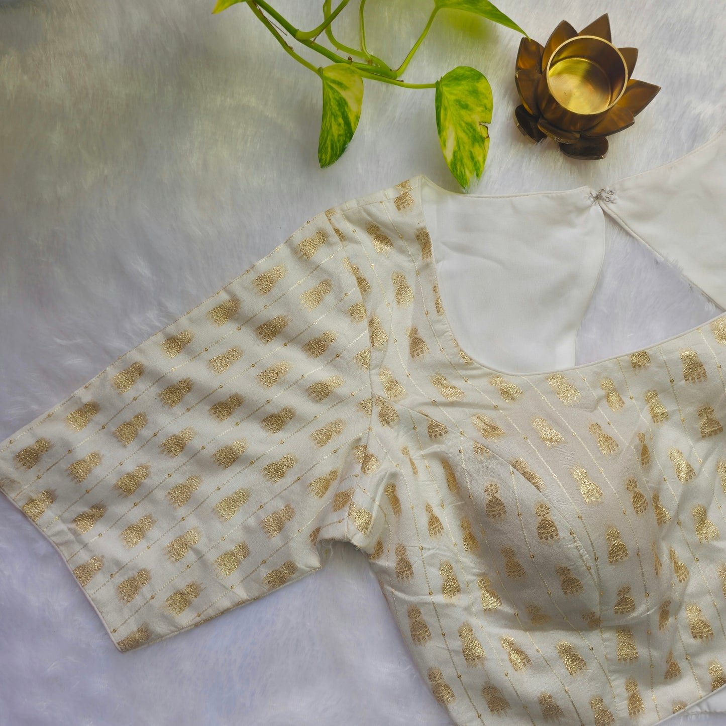 White Jhumka Butta Brocade Blouse