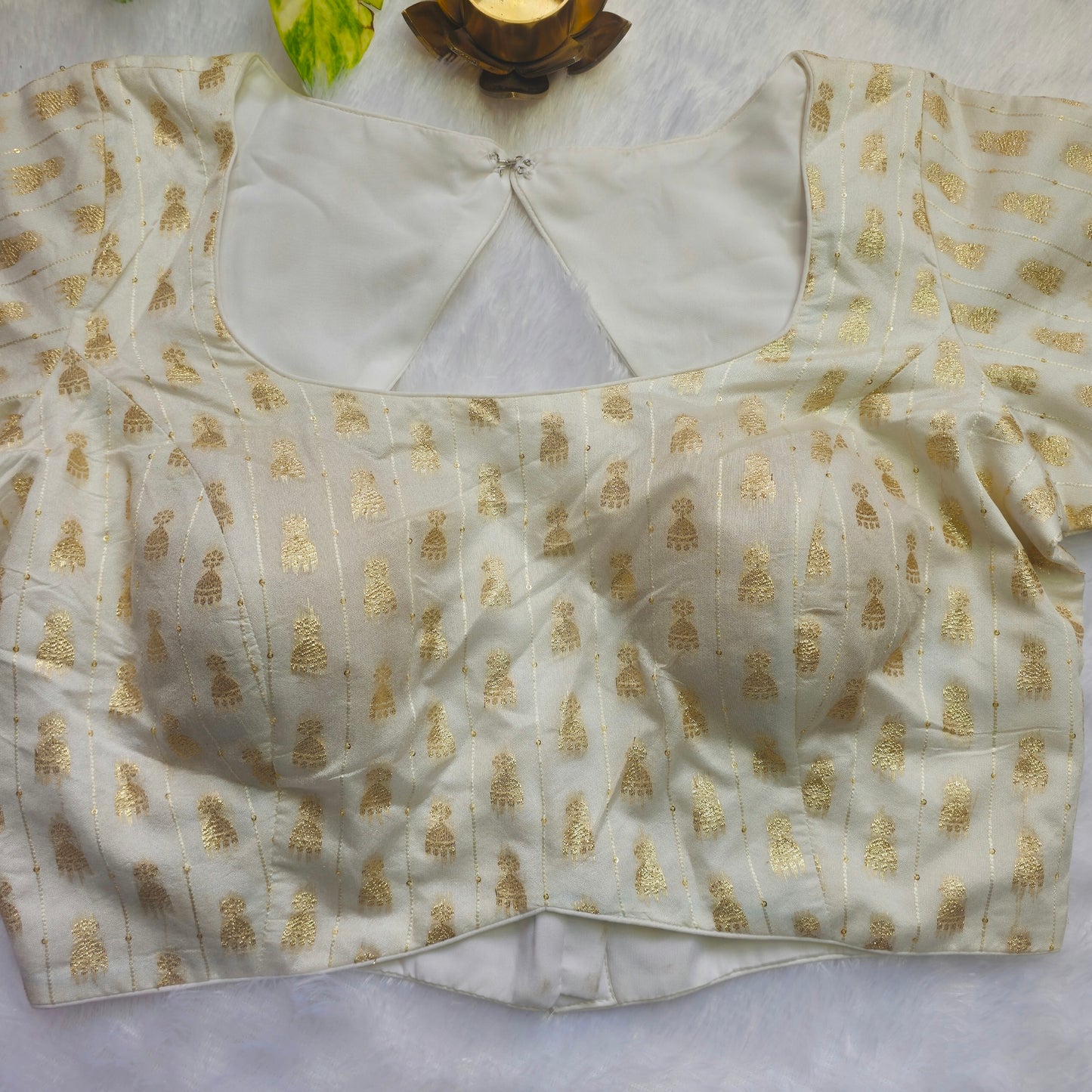White Jhumka Butta Brocade Blouse