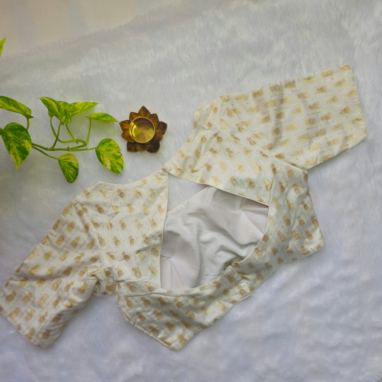 White Jhumka Butta Brocade Blouse