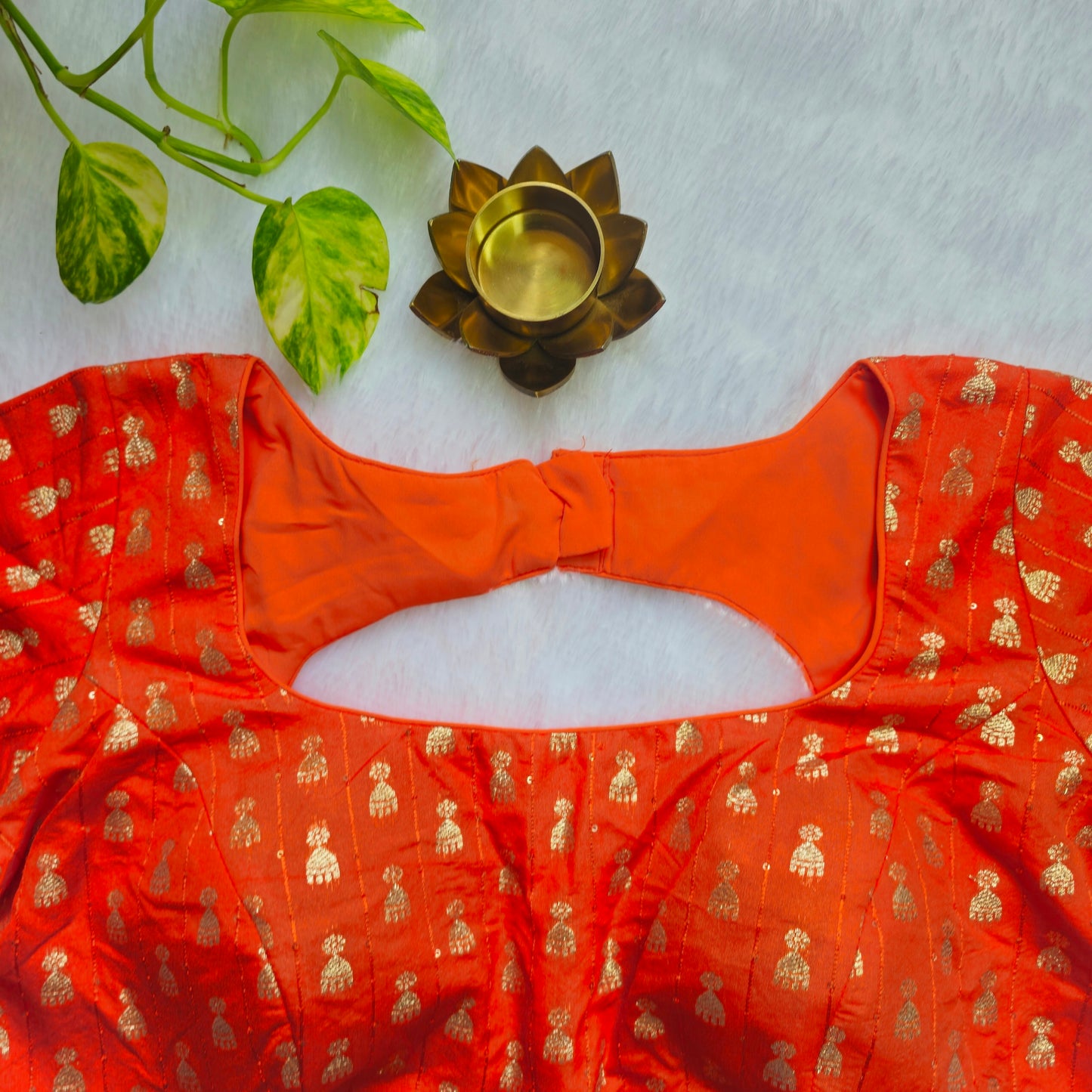 Orange Jhumka Butta Brocade Blouse