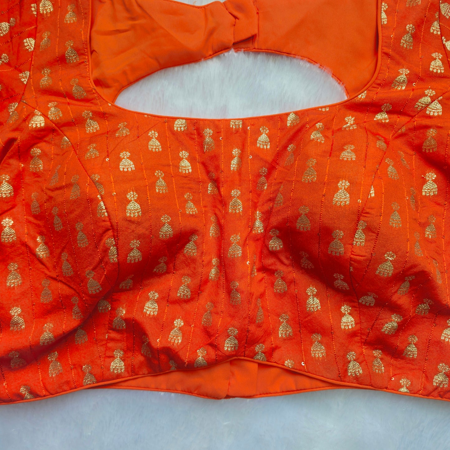 Orange Jhumka Butta Brocade Blouse