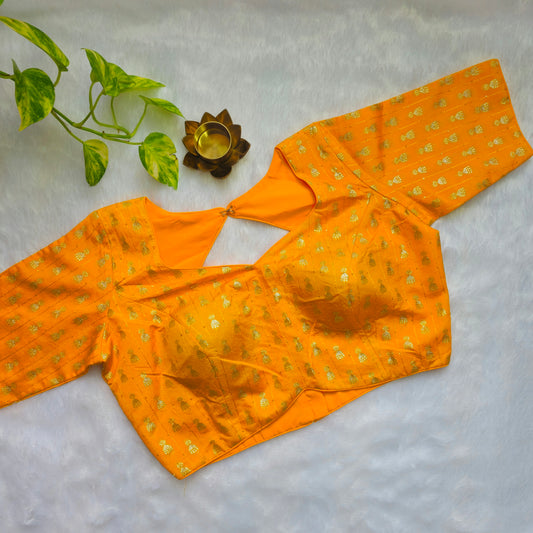 Yellow Jhumka Butta Brocade Blouse