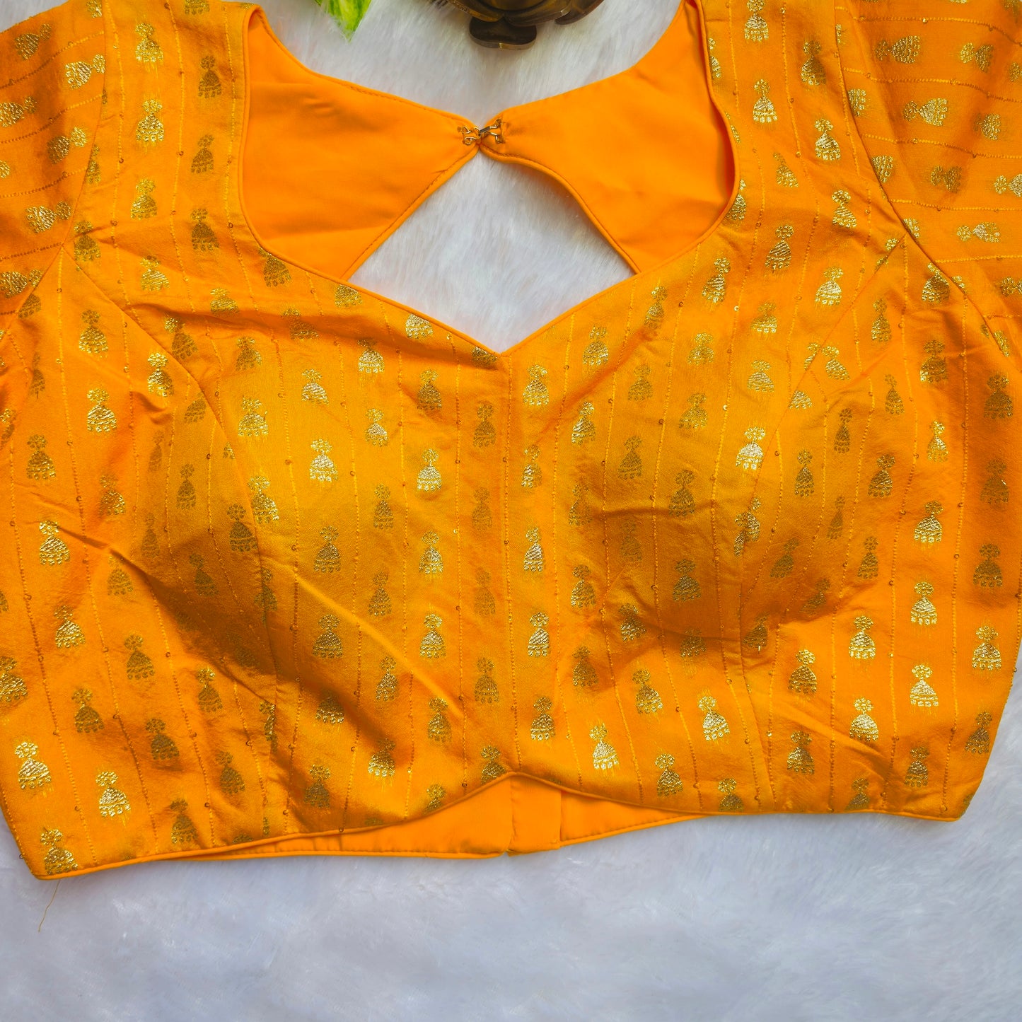 Yellow Jhumka Butta Brocade Blouse