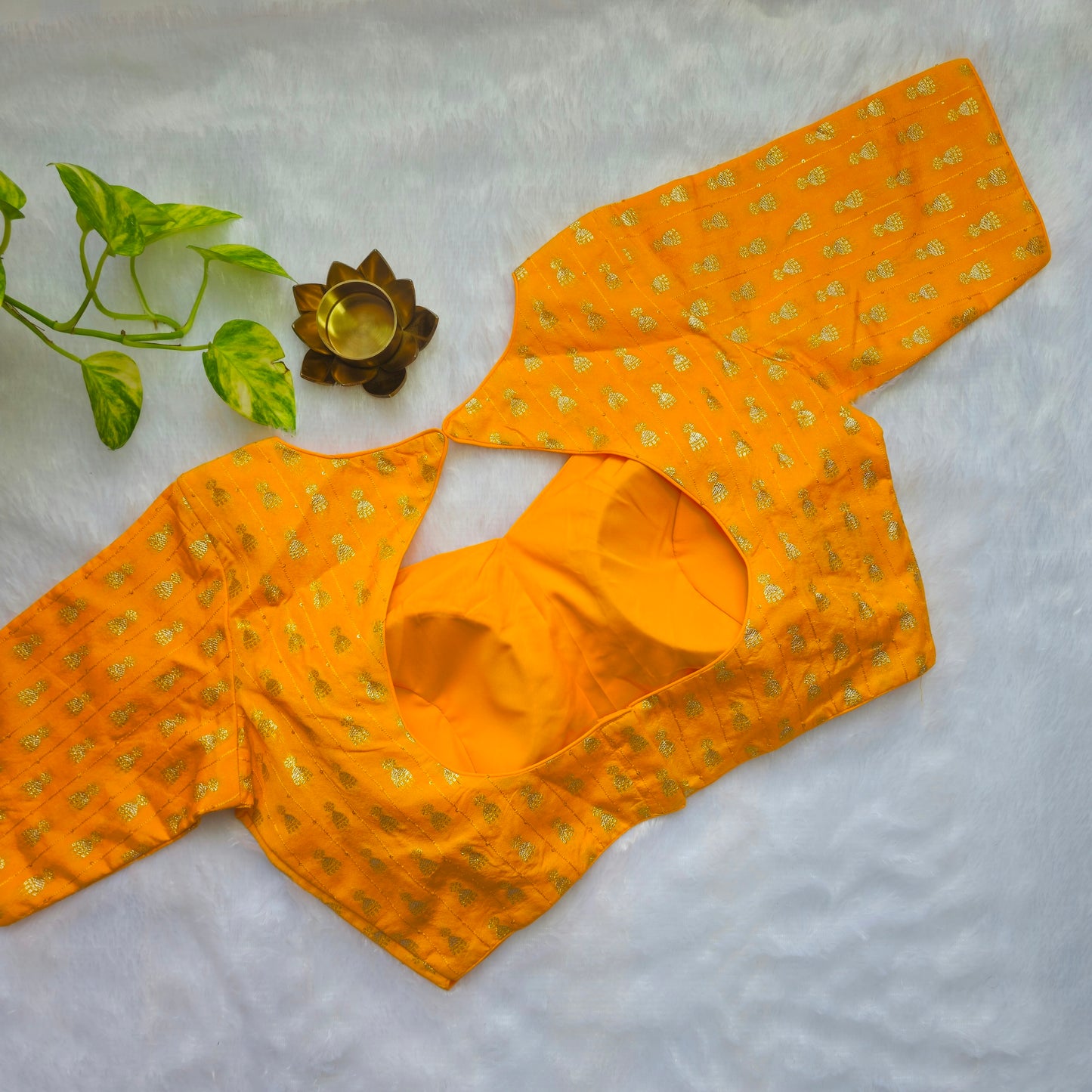 Yellow Jhumka Butta Brocade Blouse