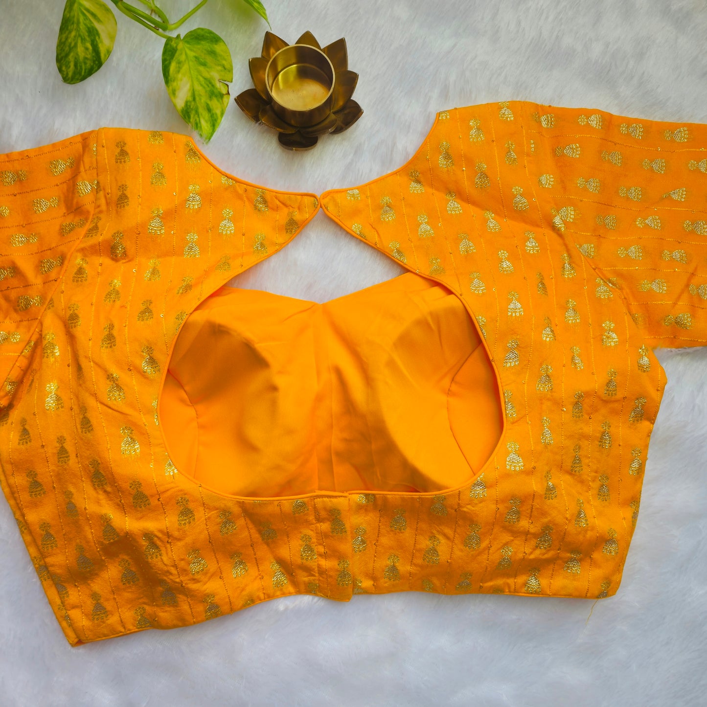 Yellow Jhumka Butta Brocade Blouse